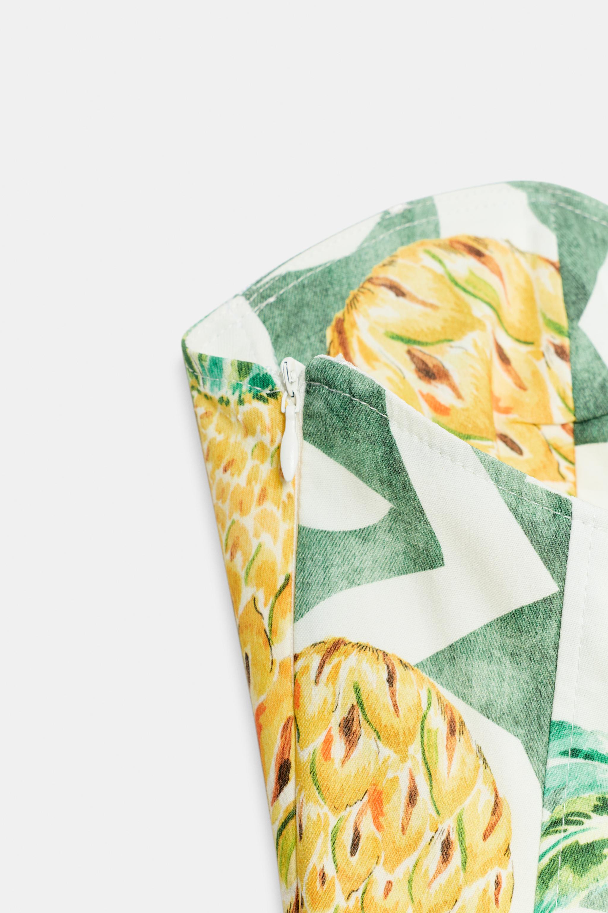 FRUIT PRINT BUSTIER POPLIN DRESS